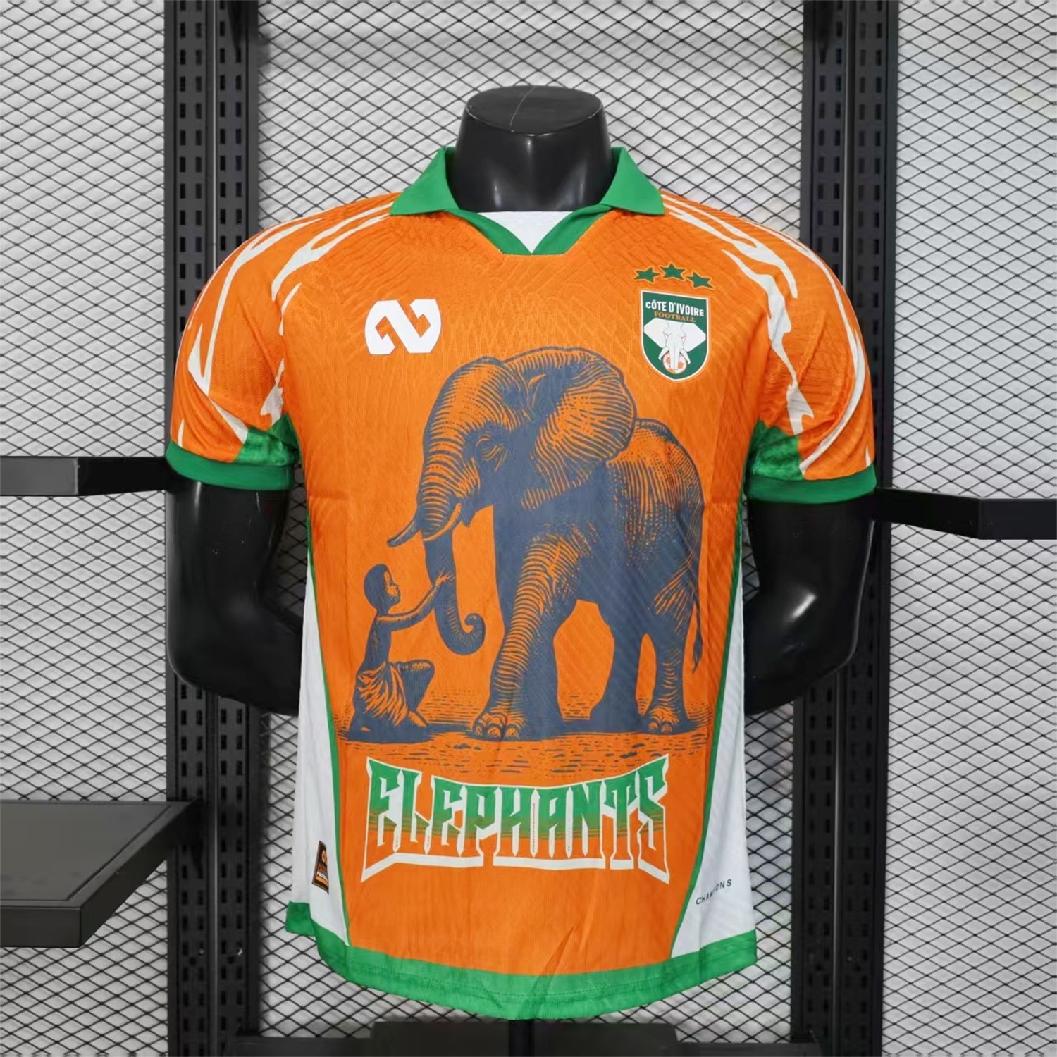 Ivory Coast 25-26 Elephant And Kid Orange Jersey - Player Version - ReplicasJersey
