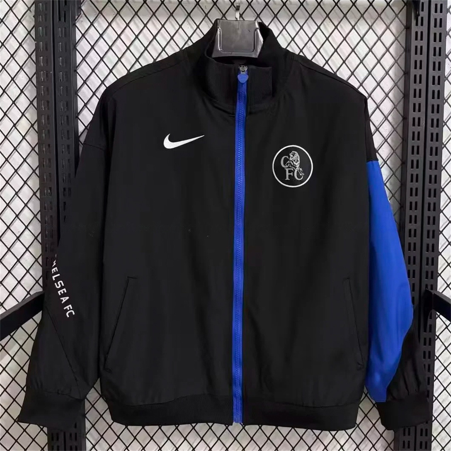 C.H.E.L.S.E.A 25-26 Windbreaker Jacket - Black And Blue - ReplicasJersey