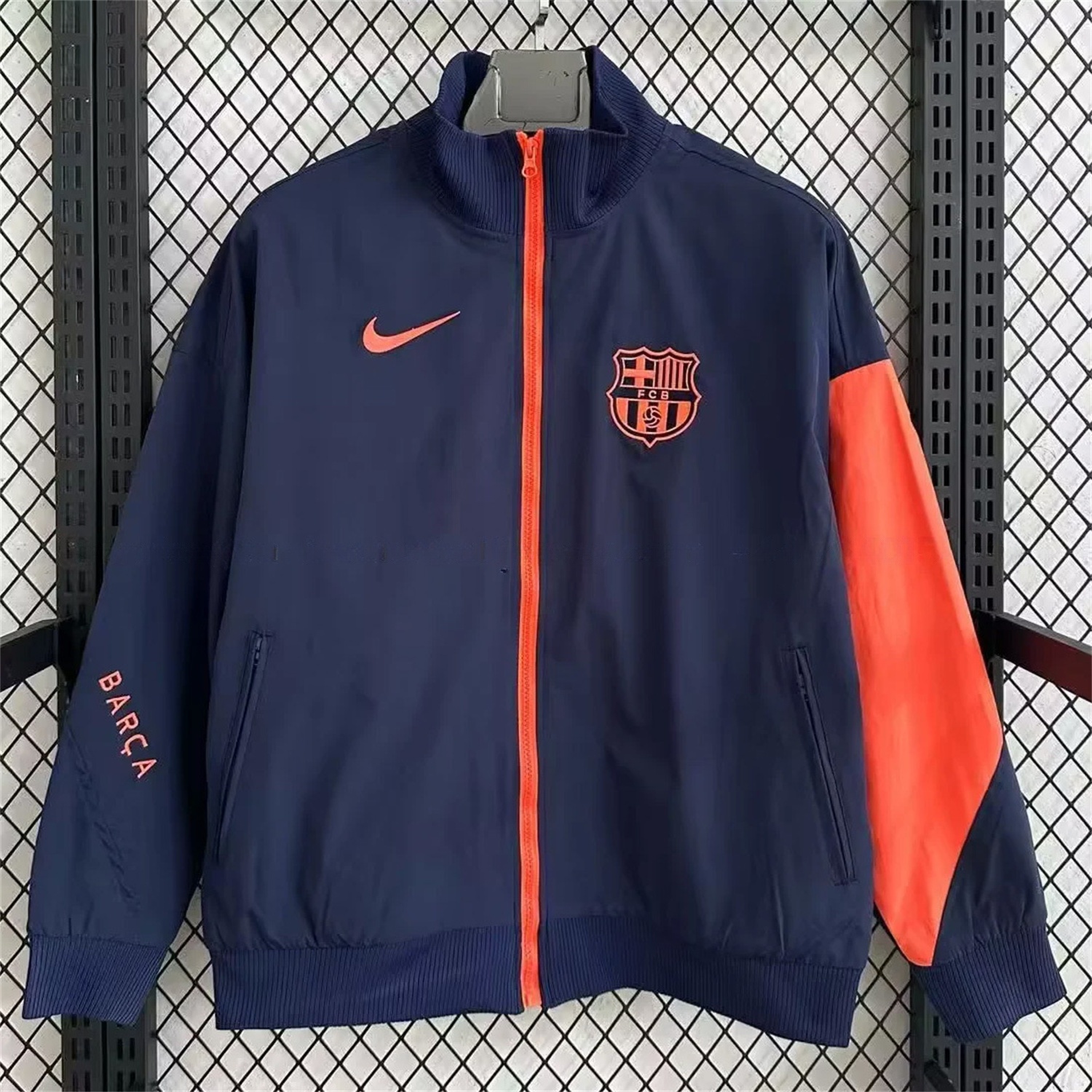 Barcelona 25-26 Windbreaker Jacket - Dark Blue And Orange - ReplicasJersey