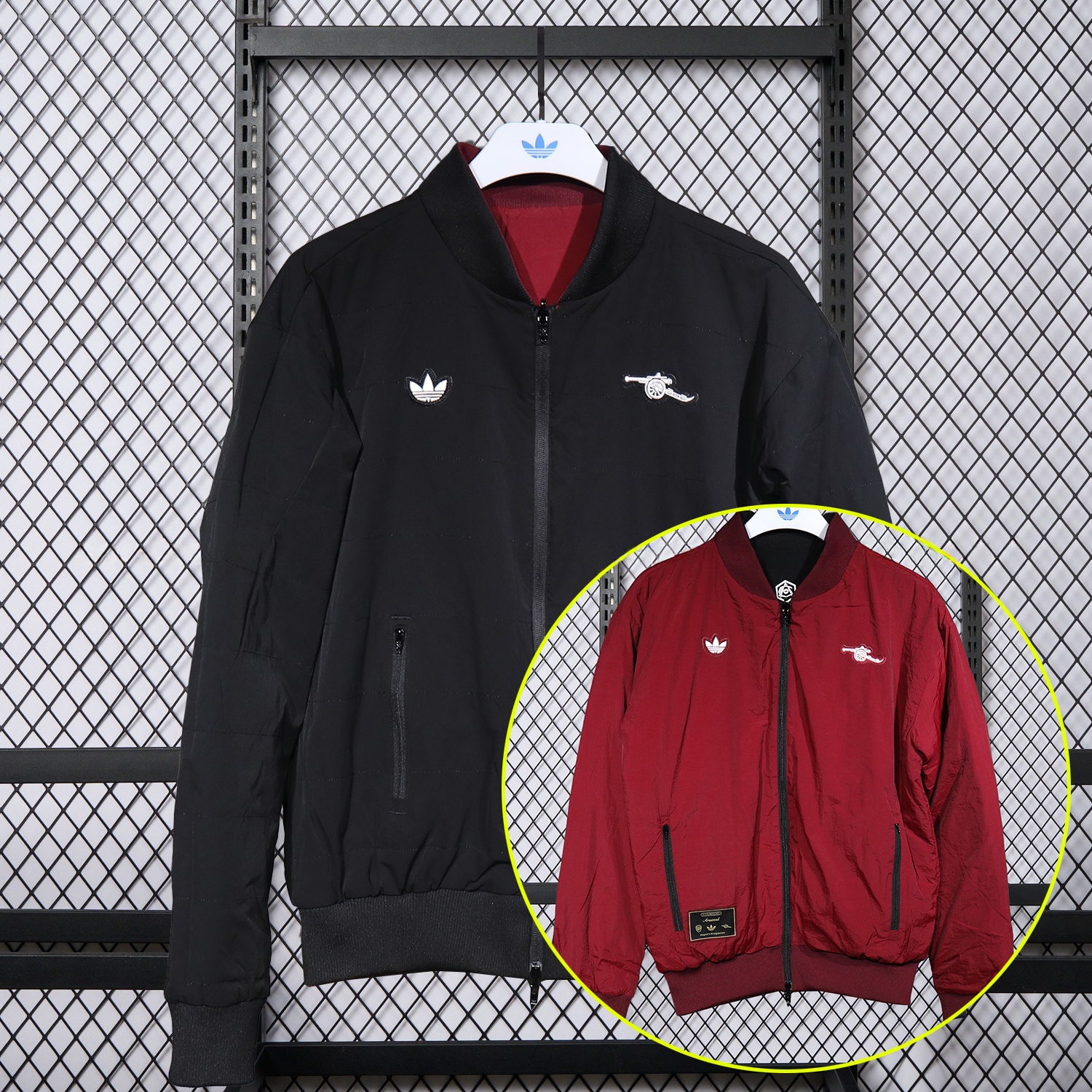 Arsenal 25-26 Double Sided Reversible Windbreaker - Black & Red - ReplicasJersey