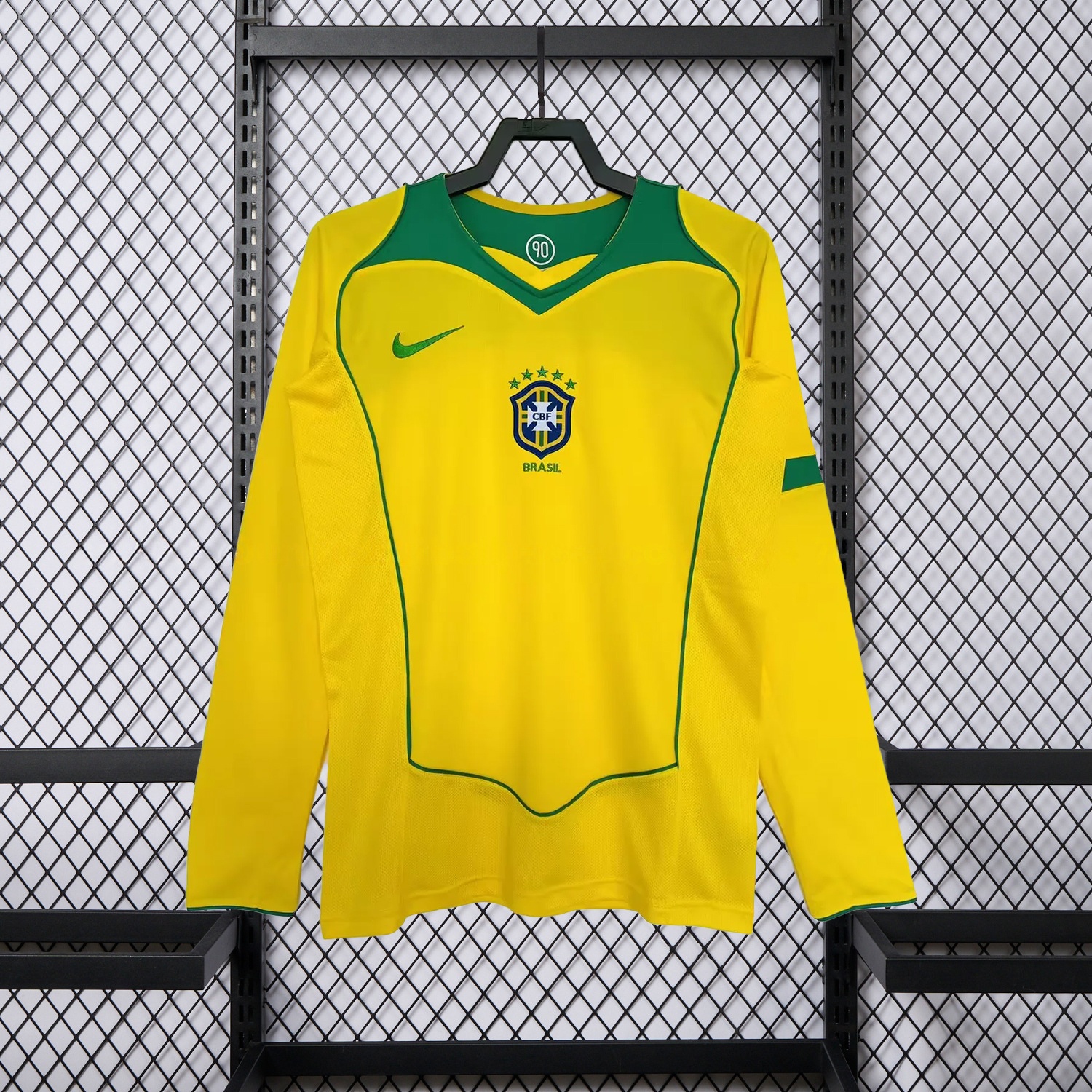 Retro Brazil 2004 Home Long Sleeves Jersey - ReplicasJersey