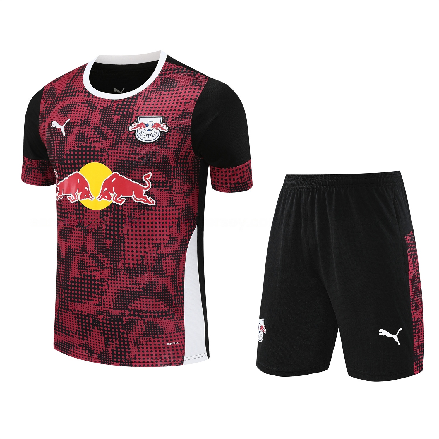 RB Leipzig 25-26 Short-Sleeve Training Set- Red Top & Black Shorts - ReplicasJersey
