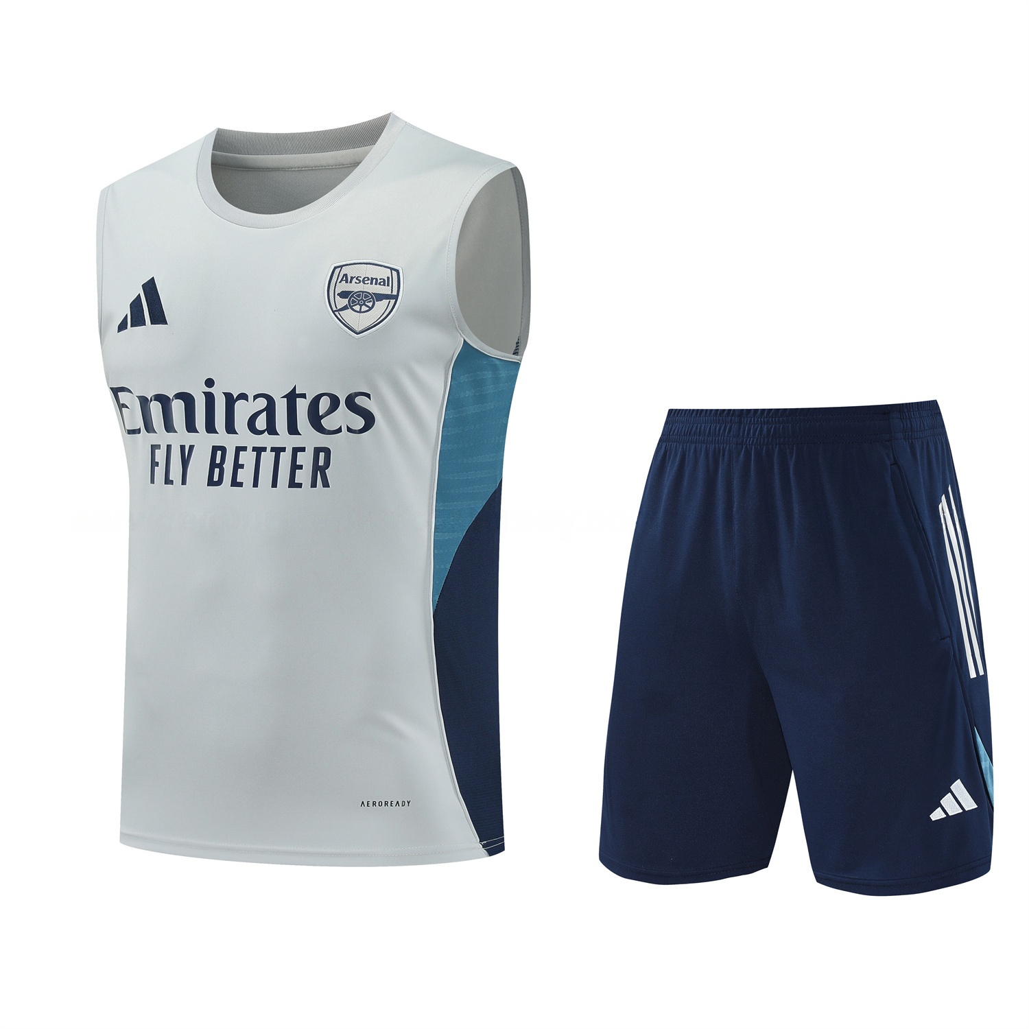 Arsenal 25-26 Vest Training Set - Grey Top & Deep Blue Shorts - ReplicasJersey