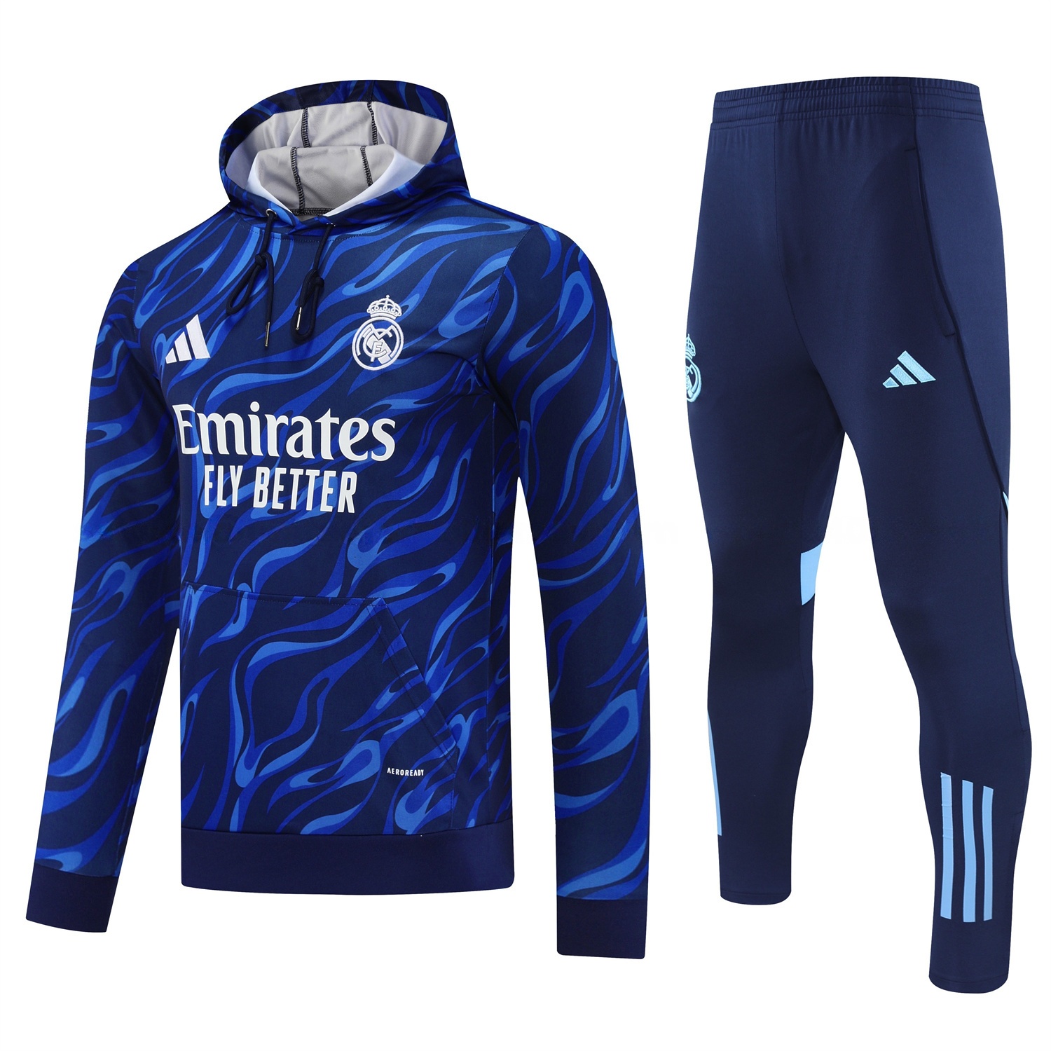 Real Madrid 25-26 Training Hoodie Set - Blue Hoodie and Deep Blue Pants - ReplicasJersey