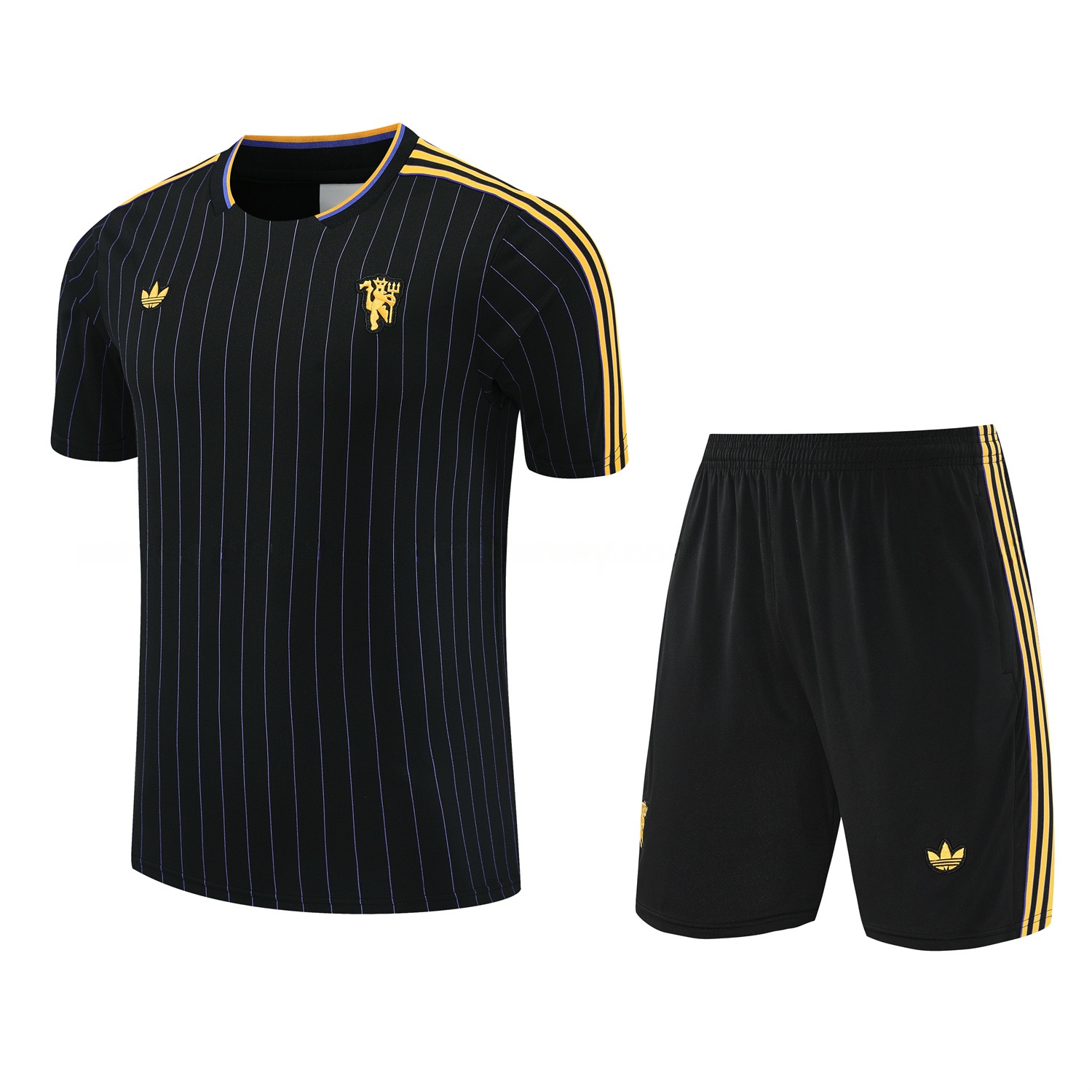 Manchester United 25-26 Short-Sleeve Training Set - Black Top & Black Shorts - ReplicasJersey