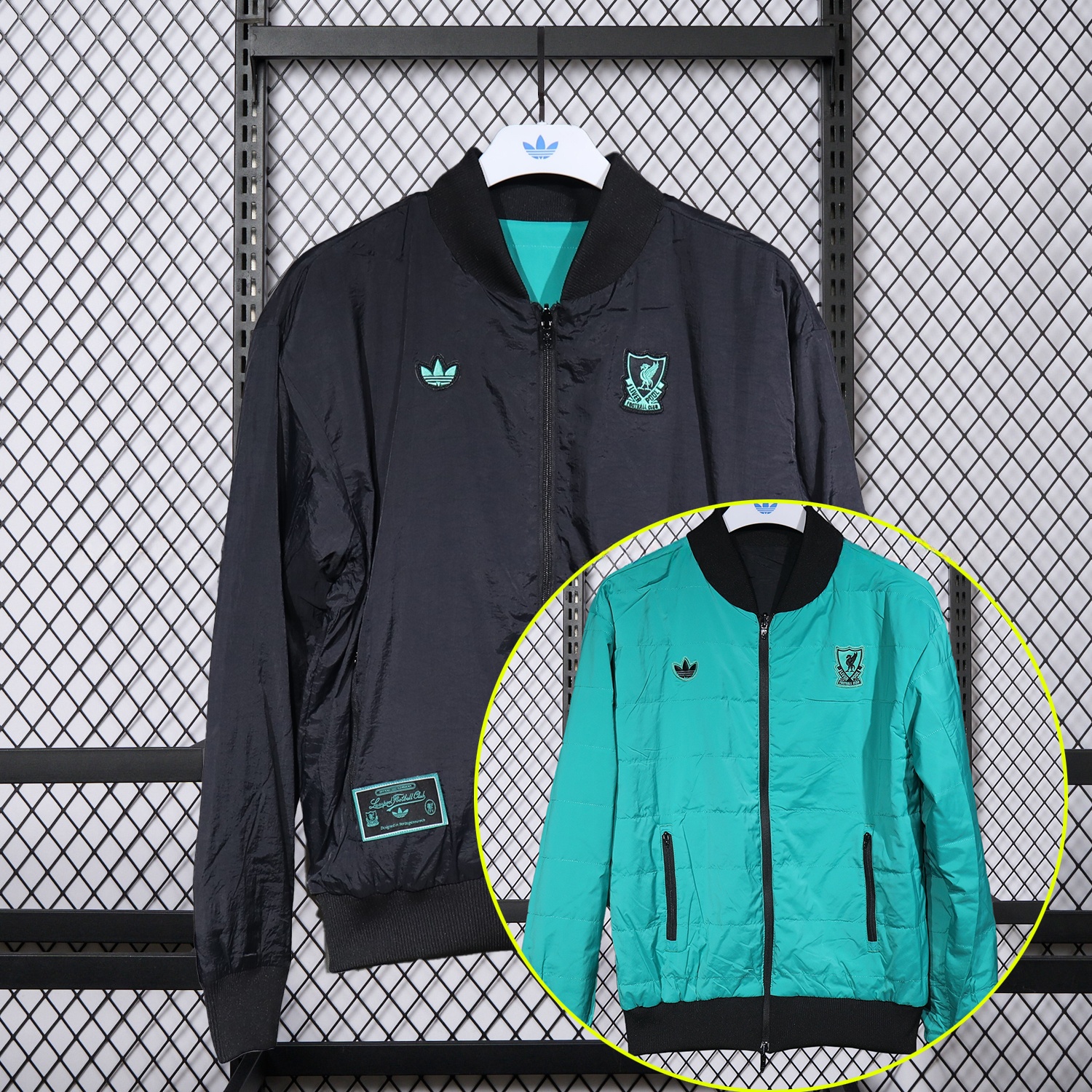 Liver.pool 25-26 Double Sided Reversible Windbreaker - Black & Green - ReplicasJersey