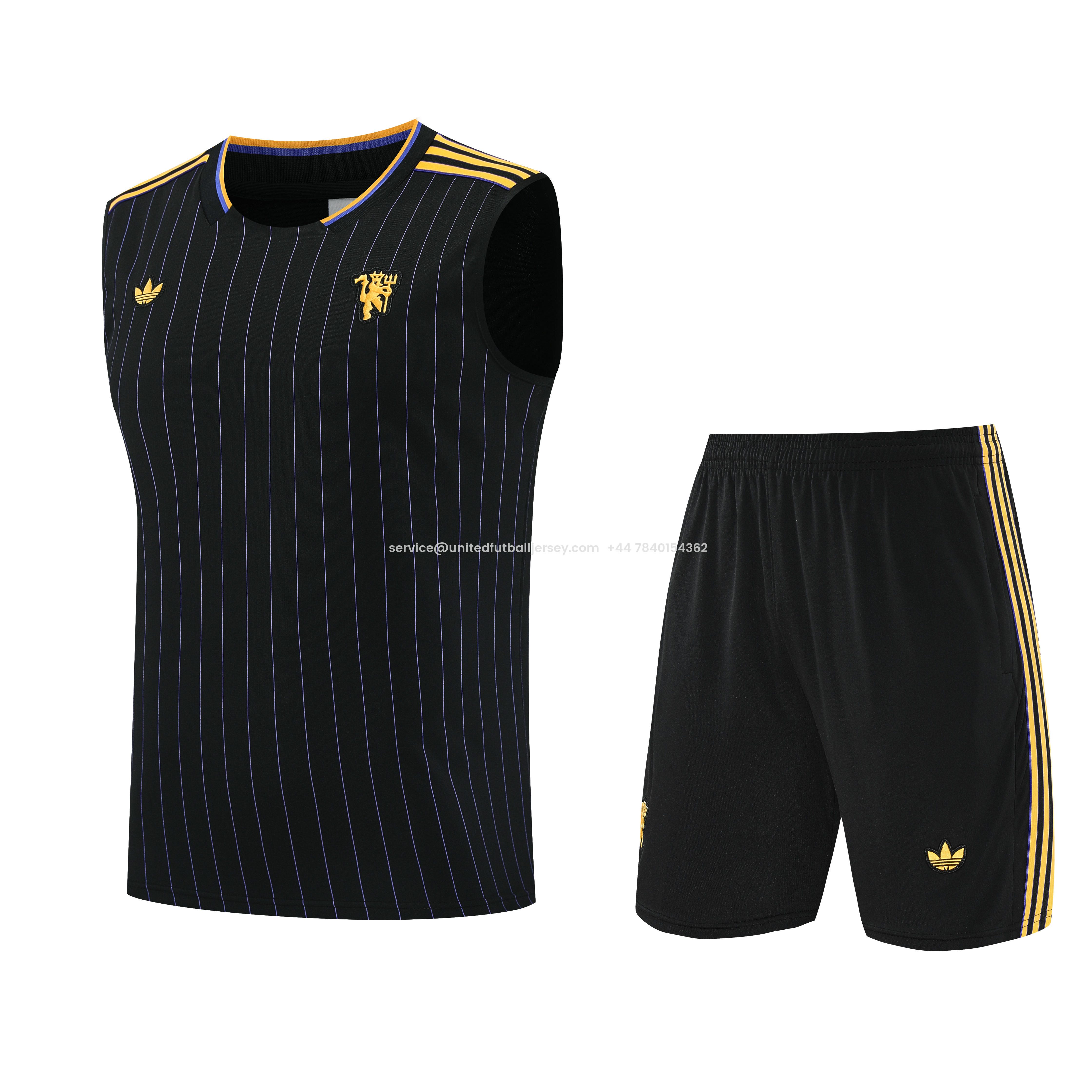Manchester United 25-26 Vest Training Set - Black Top & Black Shorts - ReplicasJersey