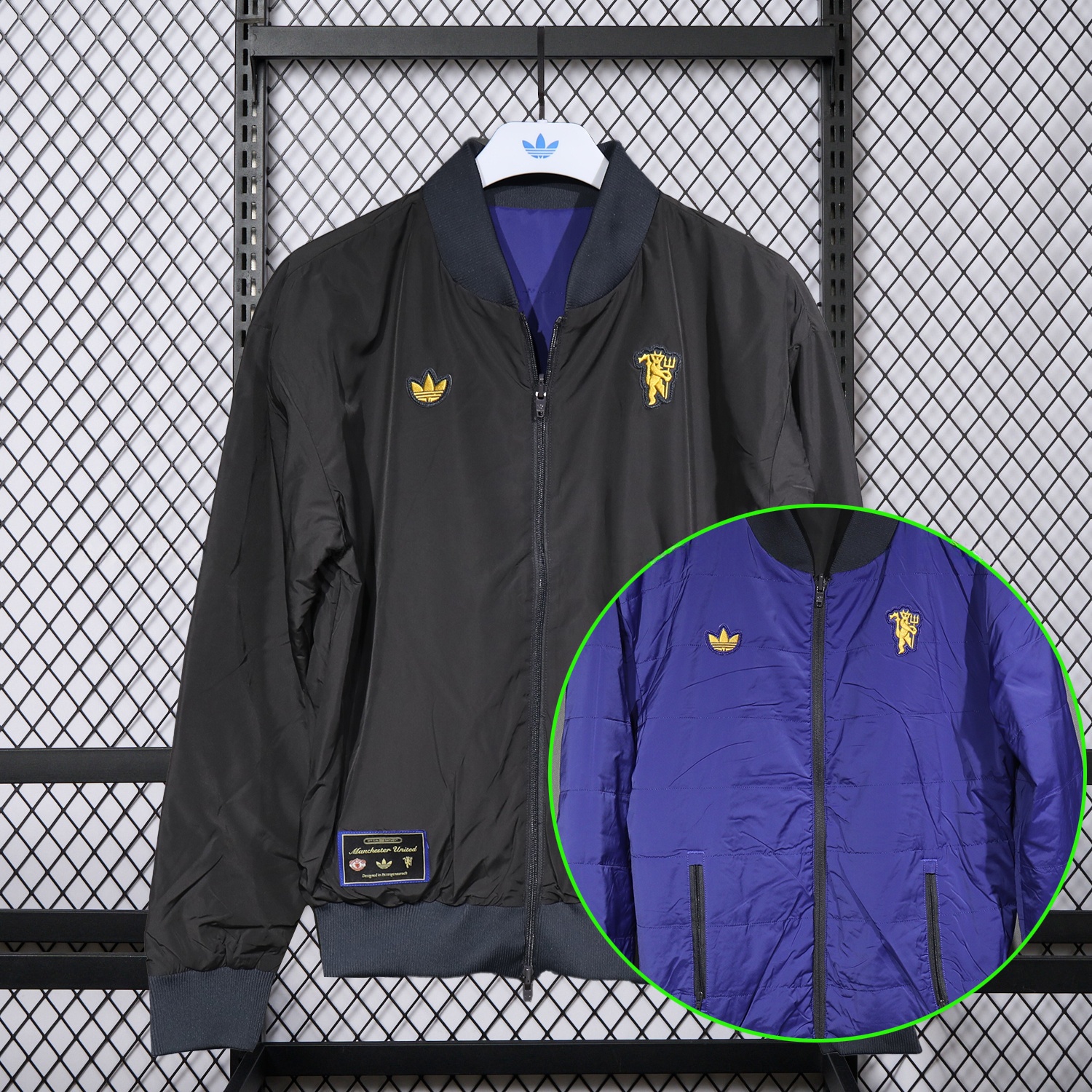 Manchester United 25-26 Double Sided Reversible Windbreaker - Black & Purple - ReplicasJersey