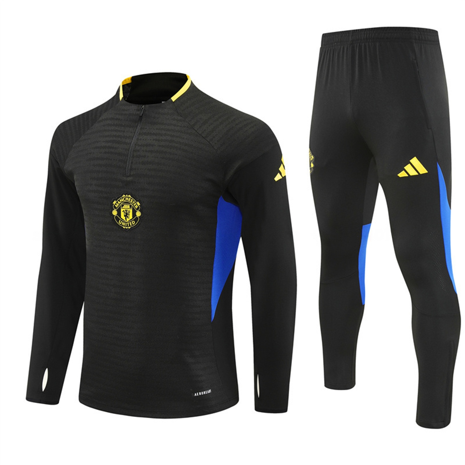 Manchester United 25-26 Long Sleeve Training Set - Black Top & Black Pants - ReplicasJersey