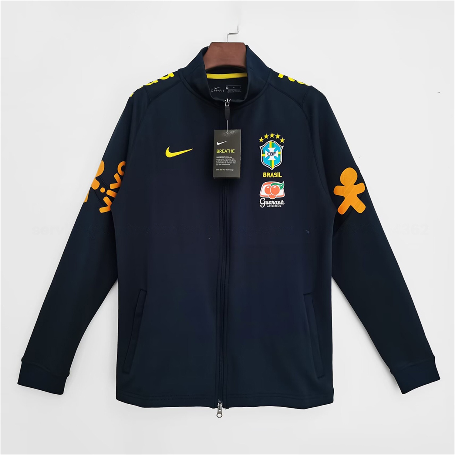 Retro Brazil 2022 Dark Blue Windbreaker - ReplicasJersey