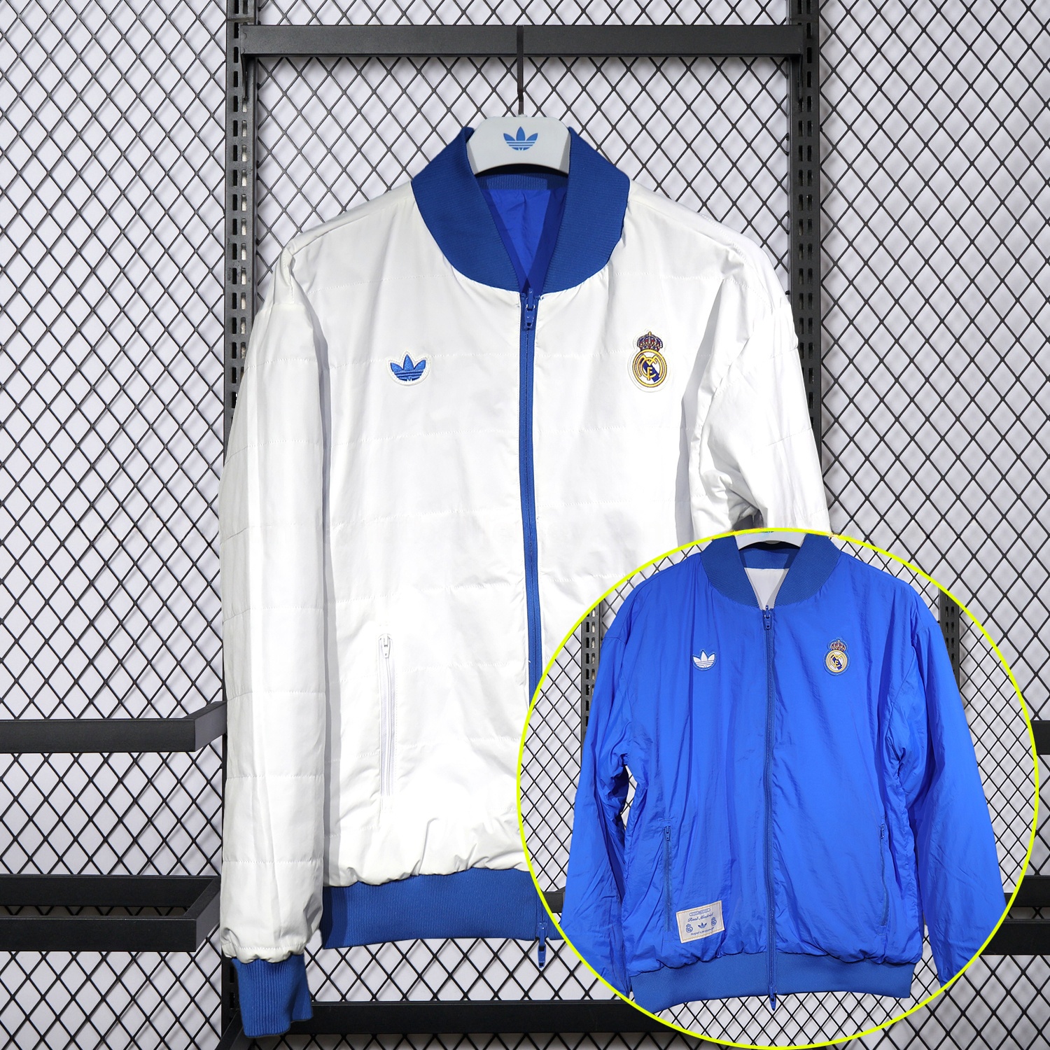 Real Madrid 25-26 Double Sided Reversible Windbreaker - Blue & White - ReplicasJersey
