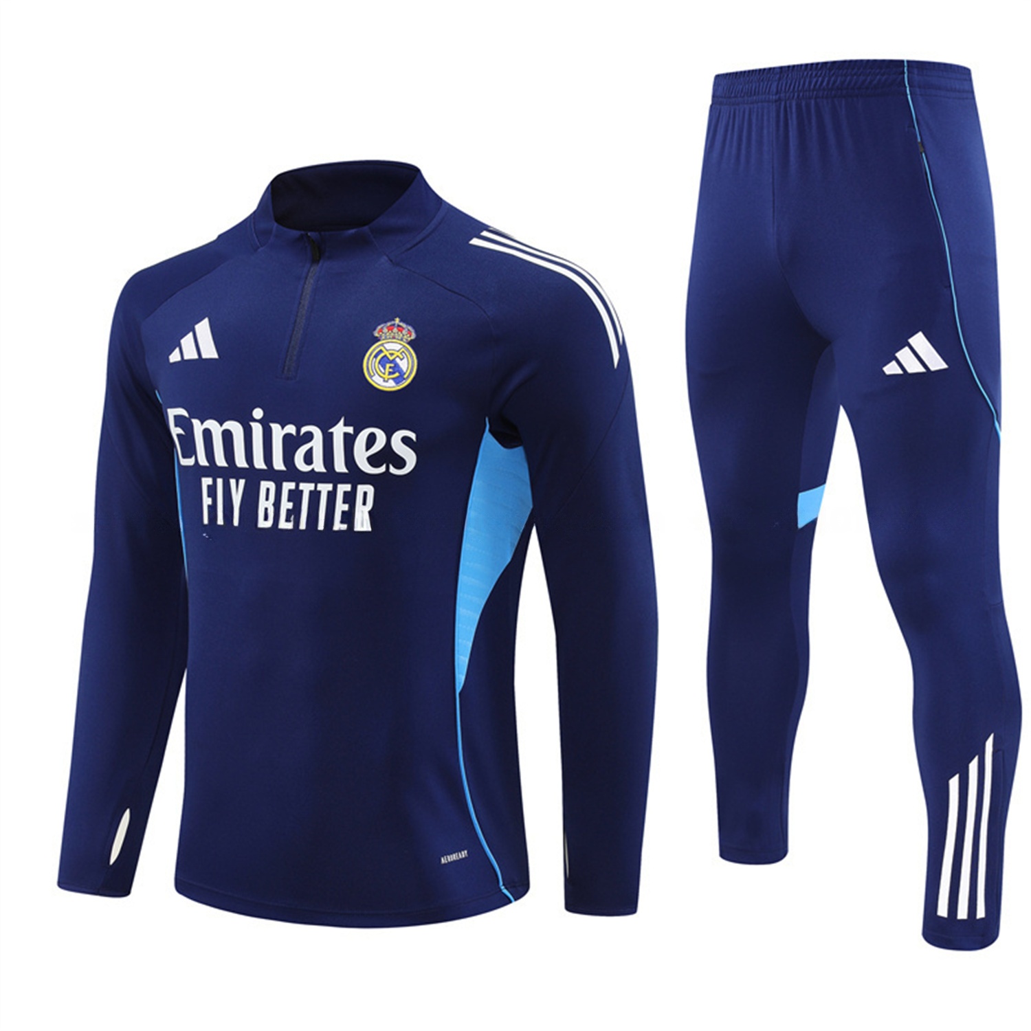 Real Madrid 25-26 Long Sleeve Training Set - Deep Blue Top & Pants - ReplicasJersey