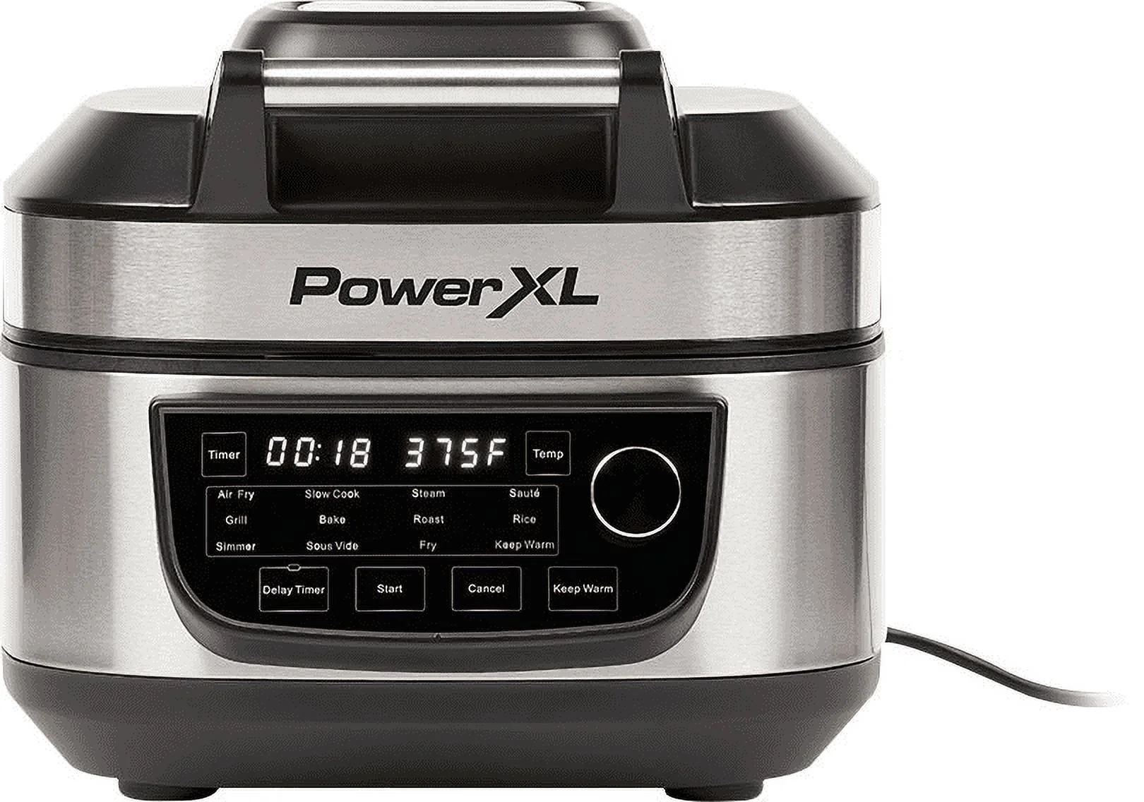 PowerXL Grill Air Fryer Combo 12 in 1 Indoor Grill Air Fryer Slow Cooker Roast Bake 1550 Watts Stainless Steel Finish